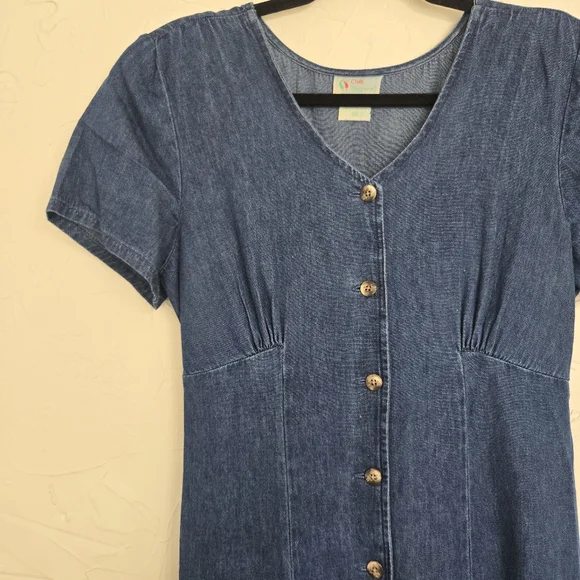 Vintage Denim Button Front Maxi Dress - Picture 7 of 11